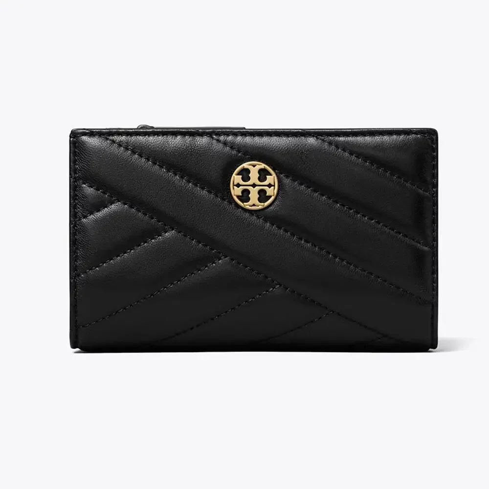 New‼️Tory Burch Willa Chevron Medium Wallet 187361 Black $250